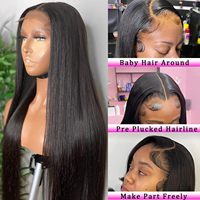 Perruques Lace Front 4x4 droites pré-épilées, densité 250%, avec closure, en cheveux humains vietnamiens bruts, pour femmes noires