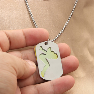 yunnique Stainless Steel <b>Dog</b> <b>Tag</b> Pendant With Cartoon Cutout Unisex Necklace Colorful Irregular Design 280639 - Product Image 3