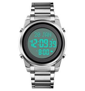 Montre SKMEI 1734 en gros, lumière EL, alarme horaire, sport, LED, hommes, haut <span class=keywords><strong>de</strong></span> gamme, Parais Azan, pour <span class=keywords><strong>les</strong></span> <span class=keywords><strong>prières</strong></span> musulmanes, avec bracelet en acier inoxydable - Product Image 1