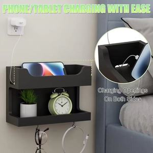 Wall Mounted Double Layer Shelf 25x17x9cm Multifunction Storage <b>Rack</b> For Phone <b>Glasses</b> Clock And Misc Items - Product Image 3