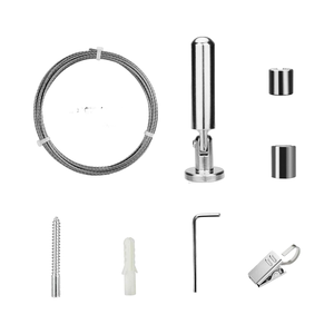 Kit Câble Acier Inoxydable 5m Avec Clips - Fil Tendue Rideau, Corde à Linge Extérieur, Support Murale Robuste Jusqu'à 25kg