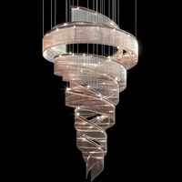 Lustre en spirale sur mesure, lampe suspendue LED moderne de luxe, luminaire en verre avec cadre doré pour hall d'hôtel, villa, escalier