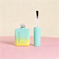 Vente en gros de flacons de vernis à ongles en verre dégradé de 13 ml, avec logo personnalisé, bouchon en plastique remplaçable et plusieurs embouts de pinceaux à ongles