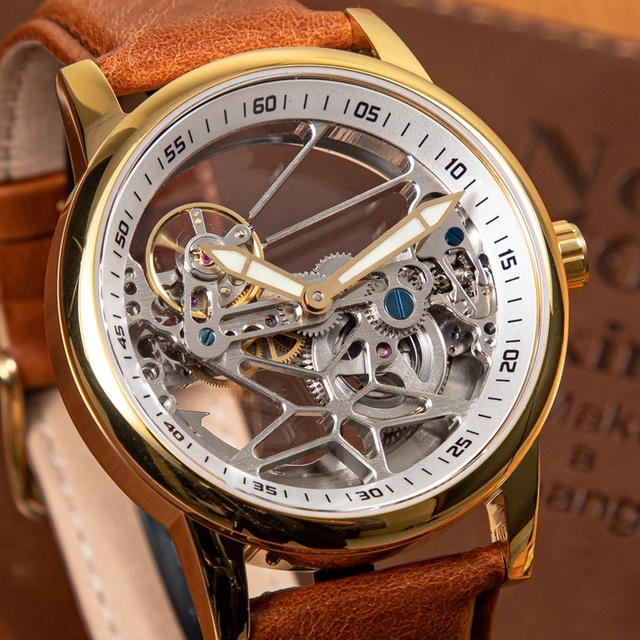Custom High Quality Automatic Movement Mechanical Luxury Stainless Steel Skeleton Men's Wrist Watch