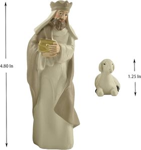 Grande Offerta Set di 10 Presepi in Bianco Crema Set di Natività Natalizia per Interni Scultura Dipinta a Mano in Stock - Product Image 5