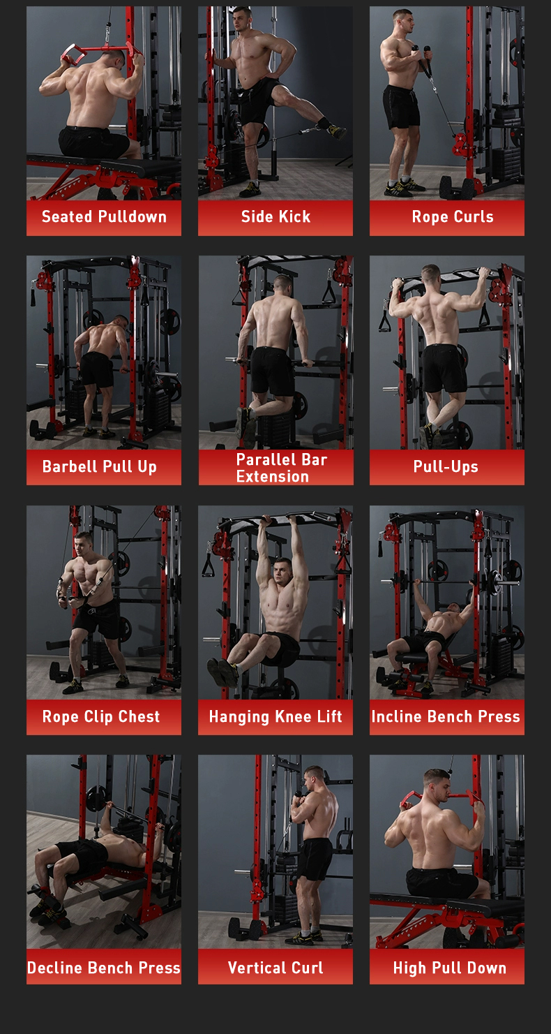 Gym Power Rack Equipment Squat Rack Functional Home Set Multi Function Weight Smith Machine for Sale