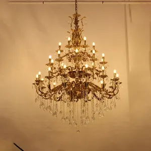 Nordic lampu gantung kristal emas kuningan, dekorasi Interior desainer Modern gaya industri Retro Nordic