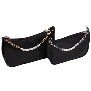 Cadena para Bolso con Perlas Blancas, Cadena para Bolso con Perlas Doradas, Chapado en Aleación, Accesorios para Bolsos de Mujer - Product Image 1