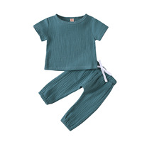 Ensemble de vêtements en coton pour enfants de 3 à 12 ans, t-shirt et pantalon en lin, nouveauté Offre Spéciale