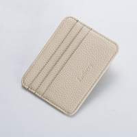 Baellerry dompet wanita warna kopi trendi tempat kartu bisnis ramping Solid Mini kulit Pu
