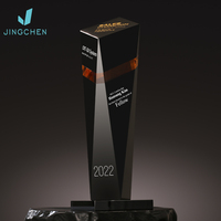 Coupe créative de trophée de cristal noir personnalisé pour souvenir de médaille d'honneur de Noël d'employé exceptionnel d'entreprise avec gravure