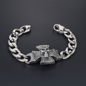 Pulsera de acero de titanio con diseño de calavera, joyería Punk para hombre, regalo CE456 - Product Image 2