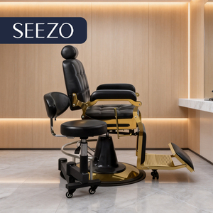 Ghế cắt tóc salon hiện đại bằng kim loại, xoay 360 độ, điều chỉnh độ cao, ghế da, chức năng massage dành cho thợ làm tóc - Product Image 5