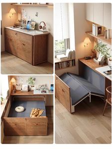 Il miglior letto pieghevole Murphy, elegante design in metallo con pannello in stile legno per dormire e da usare come scrivania - Product Image 2