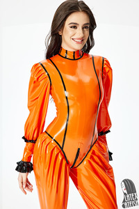 Combinaison en <span class=keywords><strong>latex</strong></span> pour <span class=keywords><strong>femme</strong></span> LatexCatfish, manches bouffantes, costume de mode pour adulte - Product Image 4