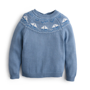 Otoño Invierno bordado suave niños prendas de punto patrón azul niños suéter de punto bebé <span class=keywords><strong>Boutique</strong></span> niño ropa - Product Image 2