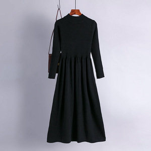 Kustom ukuran gratis musim dingin mewah luar ruangan pakaian rumah sehari-hari Gaun Wanita padat setengah Turtleneck di dalam atau di luar gaun rajutan - Product Image 4