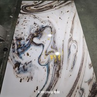 Vente en gros haute brillance 1220x2440 1220x2800 panneau mural en marbre PVC 3mm panneau PVC pour mur feuille de marbre UV panneau mural PVC 3D décoratif