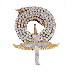 Luxira Jewels - Joyería Fina, Chapado en Oro de Dos Tonos, Estilo Hip Hop, Cruz de Plata 925 con Incrustaciones de Moissanita, Certificado GRA, Colgante Unisex - Product Image 4