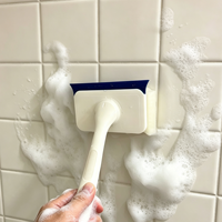 Cepillo de Limpieza para Ducha 2 en 1 Desmontable con Esponja Nano y Cabezales Reemplazables de Espuma Viscoelástica para Azulejos, Vidrio y Bañera