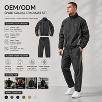Survêtement Homme Personnalisé avec Logo OEM, Veste Zippée Charbon, Pantalon Coupe Droite, Piping Colorblock – Fournisseur en Gros pour Marques