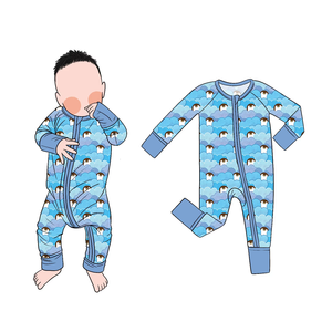 Özel Tasarım Yumuşak Sıcak Satışlar Özelleştirilmiş Yeni Gelen Erkek Bebek Bambu Tulumu Renkli Boyalı Bebek Bodysi Alt Ykk Fermuarlı Dönüştürülebilir Zippy - Product Image 2