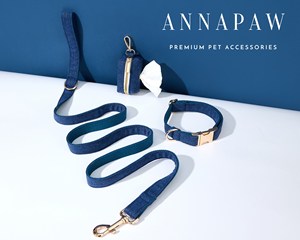 Personalized Velvet Solid Puppy Collar with Free Harness Leash Set & <b>Customized</b> <b>Dog</b> <b>Tag</b> Bowknot Decoration Navy - Product Image 3