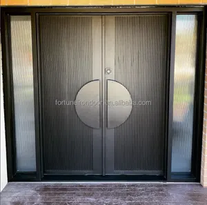BEWIN: अनुकूलित सजावट लोहे दोहरी प्रविष्टि दरवाजे बाहरी दरवाजा आधुनिक डिजाइन