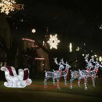 Escultura de Reno 3d decorativa con enchufe para fiestas, iluminación navideña en trineo, color rgb, blanco cálido