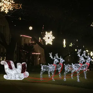 Venta al por mayor led santa trineo renos al aire libre-Escultura de Reno 3d decorativa con enchufe para fiestas, iluminación navideña en trineo, color rgb, blanco cálido