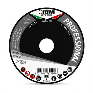 Disco de Corte Profesional Fervi 115x1.6x22.23mm Para Acero Inoxidable Tipo 41 - Product Image 1