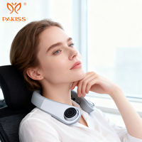 PAKISS Masseur de cou électrique intelligent sans fil 10 modes 4 niveaux avec chauffage EMS, traction cervicale, batterie 1000 mAh, 15 minutes d'autonomie