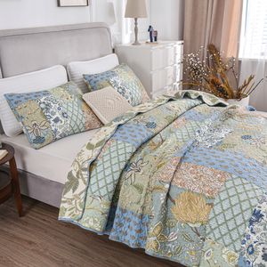 مجموعة لحاف موديل الأكثر مبيعًا ، قطن قابل للعكس مع 2 وسادة بلون أخضر - Product Image 3