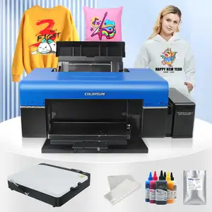 Colorsun new version A4 flatbed DTF printer with oven complete set discount price for textiles T-shirts hats canvas bags