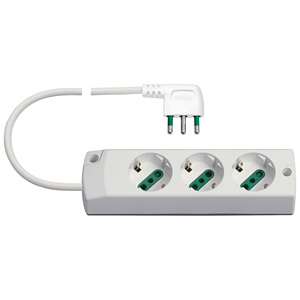Vimar Power Strip 3 Outlets 17.5 Cm White With 90 Degree Plug - Product Image 1