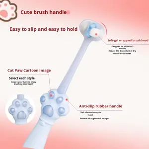 Spazzolino a Tre Lati a Forma di Zampa di Gatto con Setole Morbide e Tre Testine per la Cura dei Denti dei Bambini dai 6 ai 12 Anni, Vendita all'Ingrosso per Studenti - Product Image 5