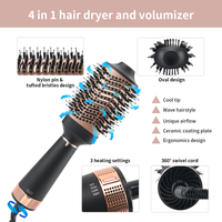 PRITECH Sèche-cheveux 1200W, Brosse à air chaud, Styler et Volumisant, Peigne Lisseur et Rouleau Coiffant, Sèche-cheveux Tout-en-un pour Usage Domestique