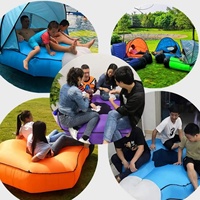 Canapé-lit gonflable en PVC personnalisable avec oreiller intégré et pompe, design pliable, capacité de charge 600 kg - Portable pour l'extérieur