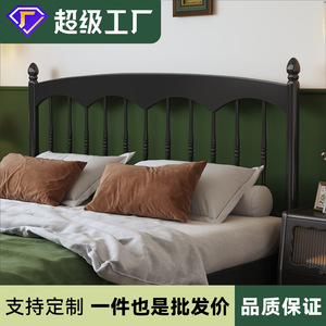 French Retro Style Black <b>Double</b> <b>Bed</b> 1.5m 1.8m Platform <b>Bed</b> Modern Minimalist Solid Wood Windsor <b>Bed</b> Master Bedroom Furniture - Product Image 4