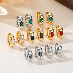 Edelstahl 316L Ohrringe 18K Vergoldet Zirkonia Creolen Großhandel Vintage Durchbohrte Retro Creolen für Damen - Product Image 2