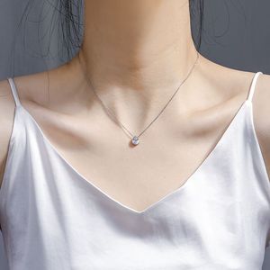 Kalung Liontin Rantai Perak Sterling 925 Berlapis Rhodium Model Bezel Pear Water Drop Zircon, Hadiah Wanita untuk Pesta dan Hari Jadi - Product Image 2