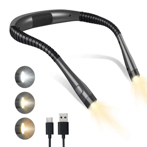 Brillo manos libres Luz de libro ajustable Brazos flexibles de larga duración Luz de lectura de cuello LED recargable para leer en la cama - Product Image 5