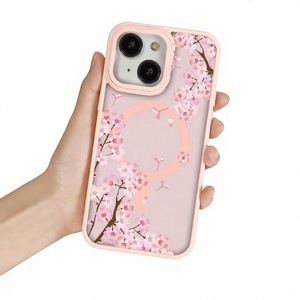 Coque magnétique de luxe en TPU pour iPhone 16 avec motif floral fleur de pêcher pour iPhone 15/<span class=keywords><strong>14</strong></span> <span class=keywords><strong>Pro</strong></span> <span class=keywords><strong>Max</strong></span>/12 <span class=keywords><strong>Pro</strong></span> - Product Image 1