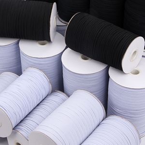 Stock colorido blanco negro rollo poliéster látex cinta elástica banda de costura trenzada tejido plano correas para trenzado - Product Image 5