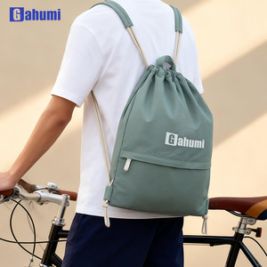 Gahumi <b>Drawstring</b> <b>Backpack</b> Sports Gym Sack pack Lightweight Nylon Cinch Bag with Pocket for Travel Outdoor - Product Image 2