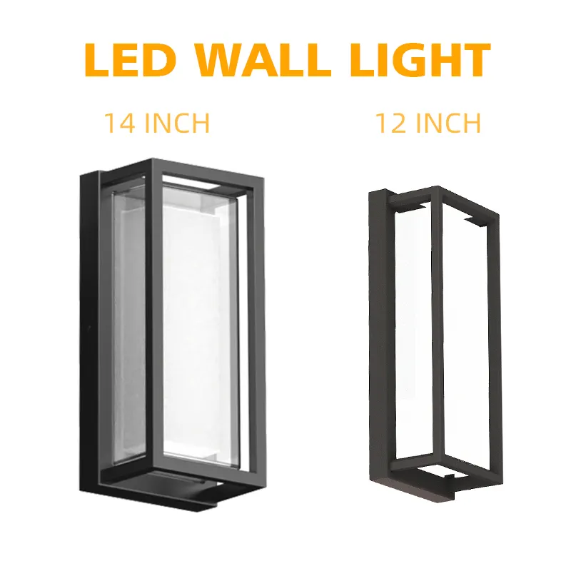 Lampu Led luar ruangan, lampu Led aluminium hitam 100-277v Modern halaman rumah aksesoris dinding Ip65