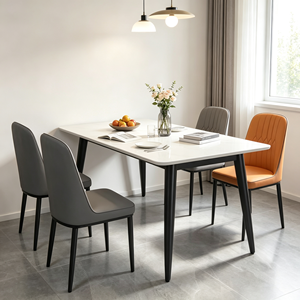 Premium Modern Sintered Stone Rectangular <b>Dining</b> Table <b>Set</b> Wear Resistant PU Leather <b>Chairs</b> Home Hotel <b>Dining</b> Furniture - Product Image 3
