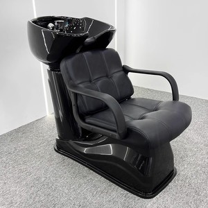 Fauteuil de salon de coiffure confortable de type lit avec bac à shampoing intégré, fauteuil de lavage en plastique pour shampoing - Product Image 1