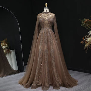 Para Jancember LSZ050 árabe marrón brillante lentejuelas Noche vestidos de graduación A-line vestidos formales con cuentas cintura de cristal para parte - Product Image 1