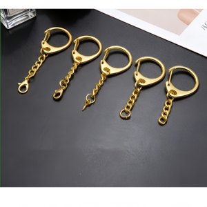 Kit de matériel de bricolage pour porte-clés : fermoirs mousquetons dorés, attaches D-snap, anneaux porte-clés avec anneaux de jonction et chaînes - Product Image 2
